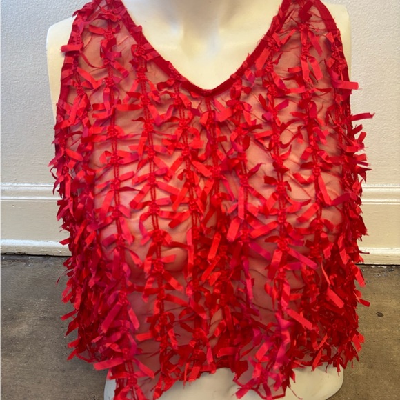 Red Sheer Bow Ribbon 🎀 Top ♥️ Simone Rocha inspired - Picture 3 of 6